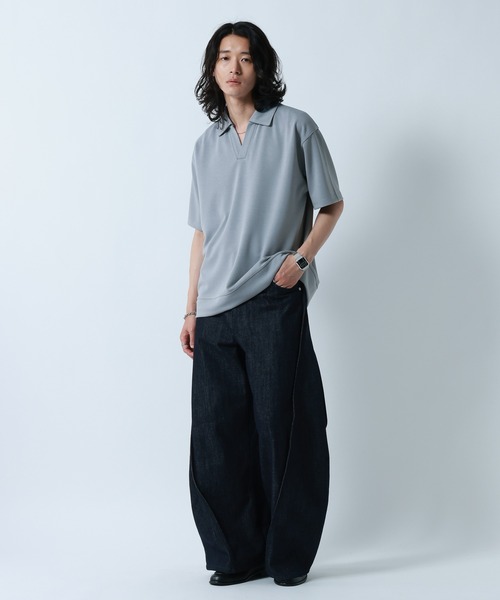 RAGEBLUE(レイジブルー)の「【LUXURY+EASY】<接触冷感>DRAPE FABLIC SKIPPER DESIGN POLO /ラグイージースキッパーポロ(ポロシャツ・メンズ・ブラック/ライトグレー/ライトブルー・MEDIUM/LARGE)」の21枚目の写真