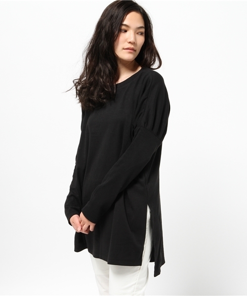 OUTLET(アウトレット)の「【Omekashi】タックスリーブプルオーバー(Tシャツ/カットソー・レディース・チャコールグレー/キャメル/ブラック・FREE)」の2枚目の写真