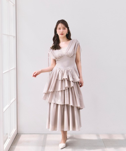 polaura(ポローラ)の「エアリーティアードビスチェワンピース(ワンピース・レディース・オフホワイト/ネイビー/ピンク・M/S)」の17枚目の写真