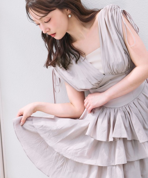 polaura(ポローラ)の「エアリーティアードビスチェワンピース(ワンピース・レディース・オフホワイト/ネイビー/ピンク・M/S)」の13枚目の写真