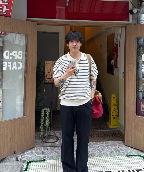 MOOVN(ムブン)の「ストライプカラーハーフニットアイボリー(ニット/セーター・メンズ・その他・MEDIUM/LARGE)」の2枚目の写真