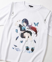 【13】アオイ/いちご グラフィックプリント ショルダーZIP ポンチTシャツ 病み系/推し活