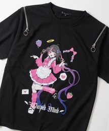 【13】アオイ/いちご グラフィックプリント ショルダーZIP ポンチTシャツ 病み系/推し活
