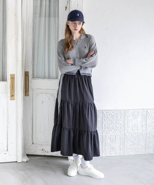 U.S. POLO ASSN.(ユーエスポロアッスン)の「【U.S. POLO ASSN.】clear 別注 ダブルジップメッシュニットカーディガン(カーディガン/ボレロ・レディース・アイボリー/ブラック/グレー・F)」の5枚目の写真