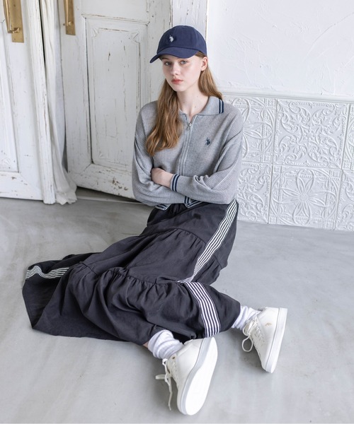 U.S. POLO ASSN.(ユーエスポロアッスン)の「【U.S. POLO ASSN.】clear 別注 ダブルジップメッシュニットカーディガン(カーディガン/ボレロ・レディース・アイボリー/ブラック/グレー・F)」の10枚目の写真