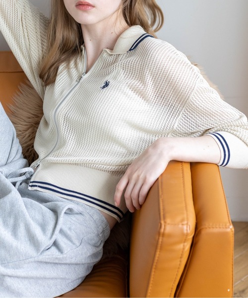 U.S. POLO ASSN.(ユーエスポロアッスン)の「【U.S. POLO ASSN.】clear 別注 ダブルジップメッシュニットカーディガン(カーディガン/ボレロ・レディース・アイボリー/ブラック/グレー・F)」の14枚目の写真