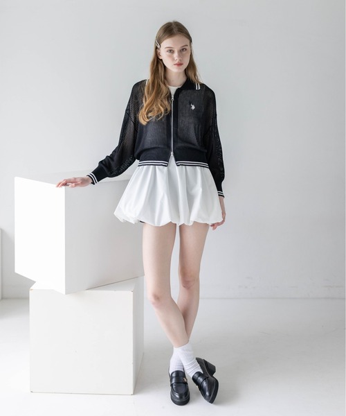 U.S. POLO ASSN.(ユーエスポロアッスン)の「【U.S. POLO ASSN.】clear 別注 ダブルジップメッシュニットカーディガン(カーディガン/ボレロ・レディース・アイボリー/ブラック/グレー・F)」の18枚目の写真