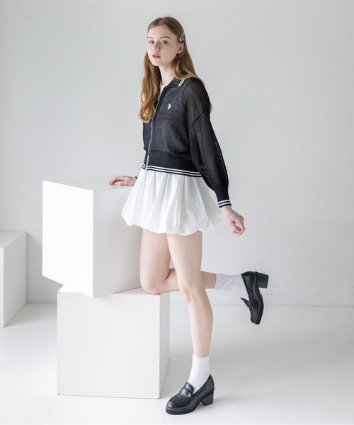 U.S. POLO ASSN.(ユーエスポロアッスン)の「【U.S. POLO ASSN.】clear 別注 ダブルジップメッシュニットカーディガン(カーディガン/ボレロ・レディース・アイボリー/ブラック/グレー・F)」の19枚目の写真