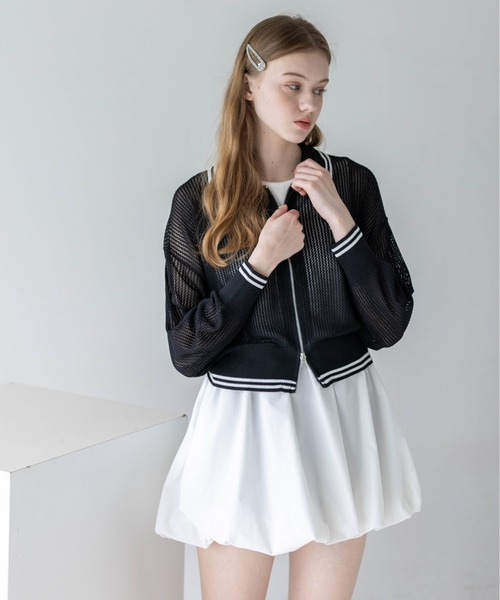 U.S. POLO ASSN.(ユーエスポロアッスン)の「【U.S. POLO ASSN.】clear 別注 ダブルジップメッシュニットカーディガン(カーディガン/ボレロ・レディース・アイボリー/ブラック/グレー・F)」の22枚目の写真