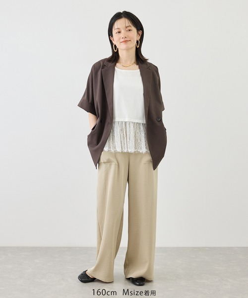 ROPE' PICNIC（ロペピクニック）の「レースドッキングタンク/着丈が選べる（タンクトップ・レディース・ホワイト・M/TM）」の2枚目の写真