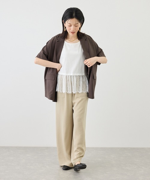 ROPE' PICNIC（ロペピクニック）の「レースドッキングタンク/着丈が選べる（タンクトップ・レディース・ホワイト・M/TM）」の3枚目の写真