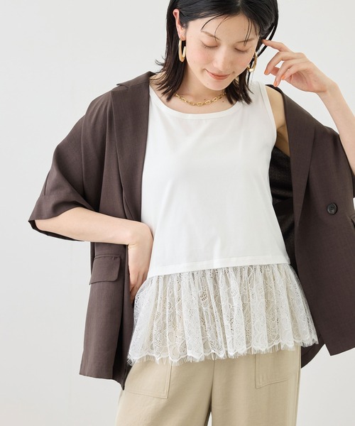 ROPE' PICNIC（ロペピクニック）の「レースドッキングタンク/着丈が選べる（タンクトップ・レディース・ホワイト・M/TM）」の5枚目の写真