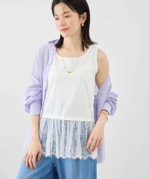 ROPE' PICNIC（ロペピクニック）の「レースドッキングタンク/着丈が選べる（タンクトップ・レディース・ホワイト・M/TM）」の16枚目の写真