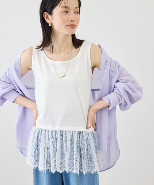 ROPE' PICNIC（ロペピクニック）の「レースドッキングタンク/着丈が選べる（タンクトップ・レディース・ホワイト・M/TM）」の19枚目の写真