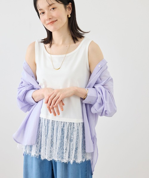 ROPE' PICNIC（ロペピクニック）の「レースドッキングタンク/着丈が選べる（タンクトップ・レディース・ホワイト・M/TM）」の20枚目の写真