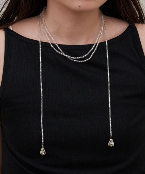 CIAOPANIC TYPY（チャオパニックティピー）の「:【lil】ビーズロングネックレス（ネックレス・レディース・シルバー/オレンジ・ONE SIZE）」の5枚目の写真