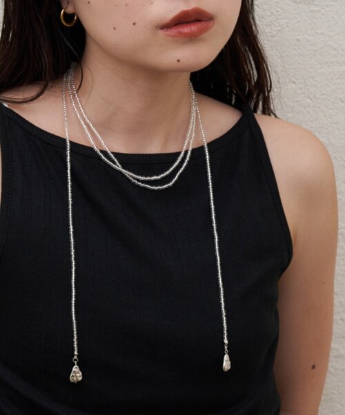 CIAOPANIC TYPY（チャオパニックティピー）の「:【lil】ビーズロングネックレス（ネックレス・レディース・シルバー/オレンジ・ONE SIZE）」の6枚目の写真