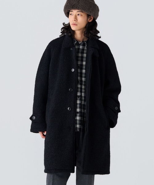 BEDWIN & THE HEARTBREAKERS(ベドウィン アンド ザ ハートブレイカーズ)の「WOOL BALMACAAN COAT "Balmacaan"(その他アウター・メンズ・グレー/ブラック/ブルー・MEDIUM/LARGE)」の2枚目の写真