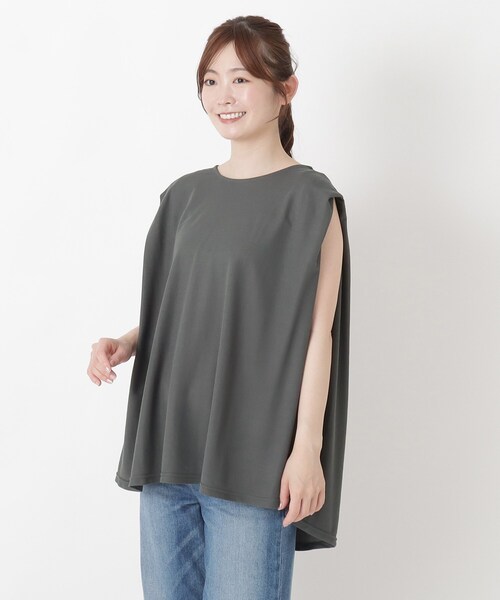 one'sterrace(ワンズテラス)の「【ひんやり】接触冷感 ノースリーブ鹿の子プルオーバー(Tシャツ/カットソー・レディース・グレー系その他7/カーキ系5/ブラック系8・02)」の1枚目の写真