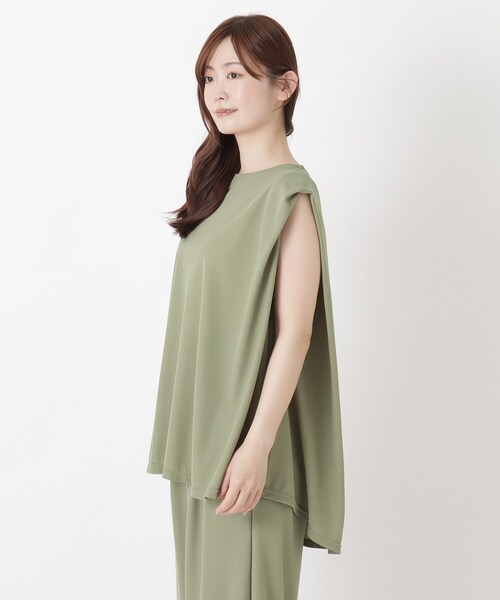 one'sterrace(ワンズテラス)の「【ひんやり】接触冷感 ノースリーブ鹿の子プルオーバー(Tシャツ/カットソー・レディース・グレー系その他7/カーキ系5/ブラック系8・02)」の15枚目の写真