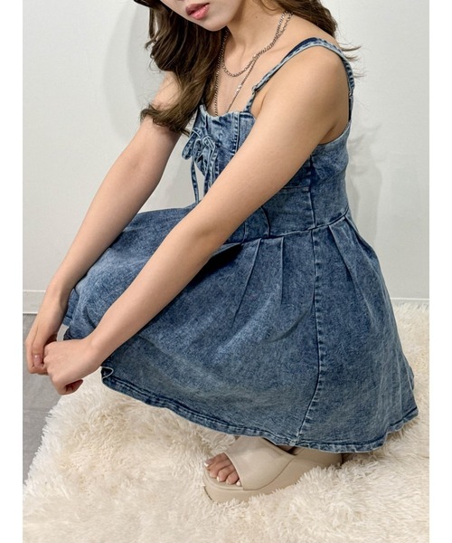 marcydorn（マーシードルン）の「レースアップウエスト デニムキャミワンピ Aライン ミニワンピース（ワンピース・レディース・ブルー・ONE SIZE）」の21枚目の写真
