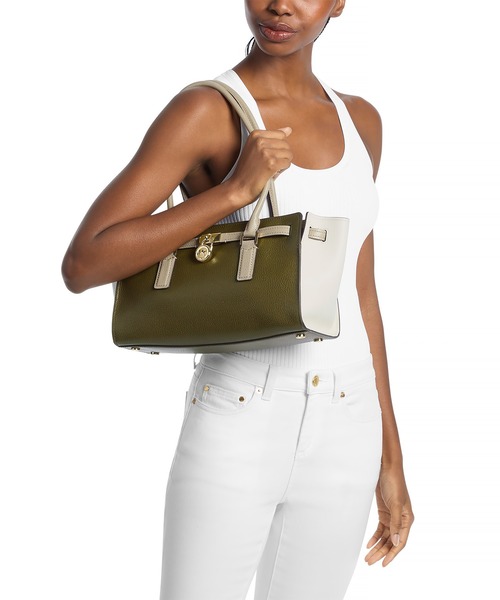 MICHAEL KORS(マイケルコース)の「HAMILTON MODERNE カラーブロック レザー サッチェル スモール(ショルダーバッグ・レディース・グリーン系その他・FREE)」の2枚目の写真
