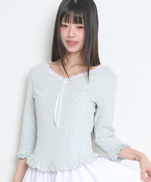 ドットレースTシャツブルー