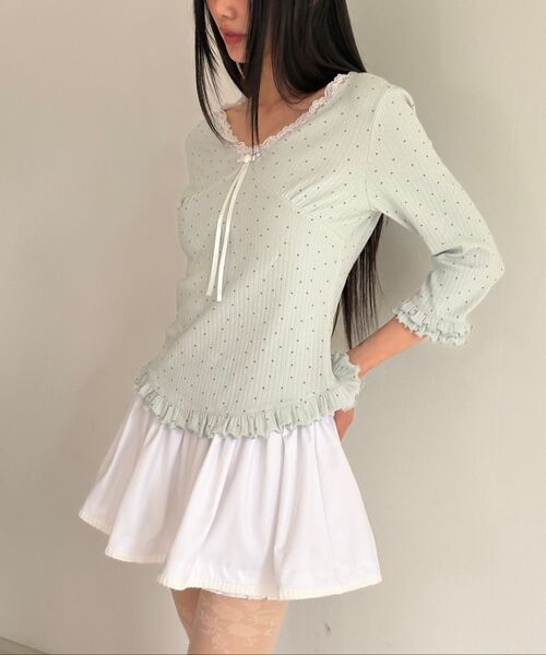 ILLIGO(イリゴ)の「ドットレースTシャツブルー(Tシャツ/カットソー・レディース・その他・OS)」の5枚目の写真