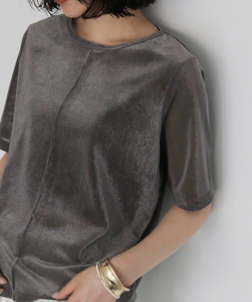 cheriella（シェリエラ）の「【cheriella】シアーベロアトップス SHEER VELOUR TOPS（Tシャツ/カットソー・レディース・オフホワイト/グレー/ブラック/ブラウン・FREE）」の3枚目の写真