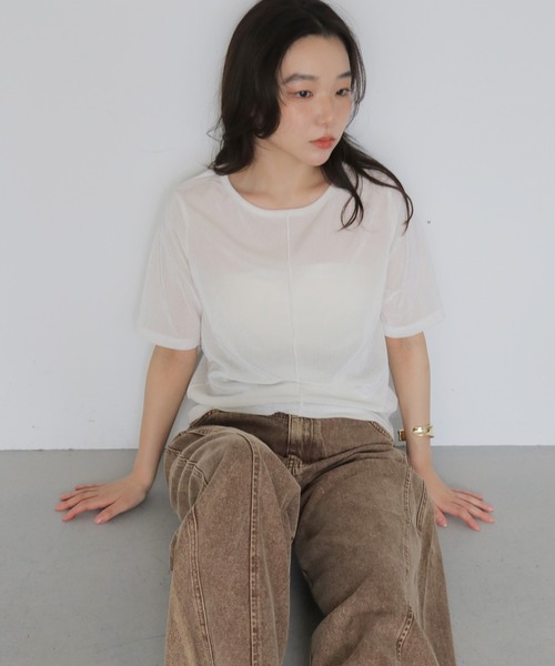 cheriella（シェリエラ）の「【cheriella】シアーベロアトップス SHEER VELOUR TOPS（Tシャツ/カットソー・レディース・オフホワイト/グレー/ブラック/ブラウン・FREE）」の21枚目の写真