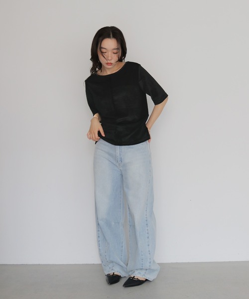 cheriella（シェリエラ）の「【cheriella】シアーベロアトップス SHEER VELOUR TOPS（Tシャツ/カットソー・レディース・オフホワイト/グレー/ブラック/ブラウン・FREE）」の19枚目の写真