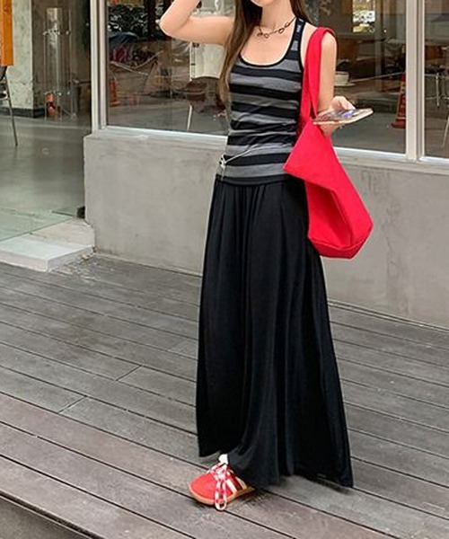 MEMECLE(メメクル)の「【 MEMECLE / メメクル 】ボーダー スリムフィットタンク(タンクトップ・レディース・グレー・SMALL/MEDIUM)」の5枚目の写真