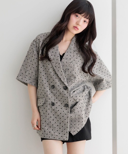 Heather(ヘザー)の「アソートツイードジャケット(半袖) 1057343(テーラードジャケット・レディース・グレー系その他/ブラウン・FREE)」の1枚目の写真