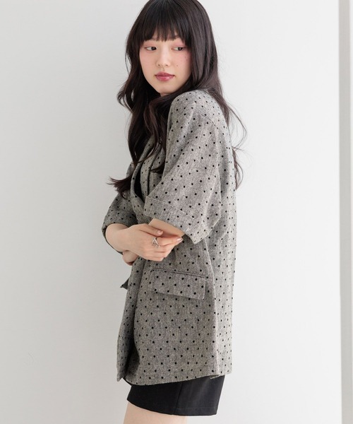 Heather(ヘザー)の「アソートツイードジャケット(半袖) 1057343(テーラードジャケット・レディース・グレー系その他/ブラウン・FREE)」の4枚目の写真