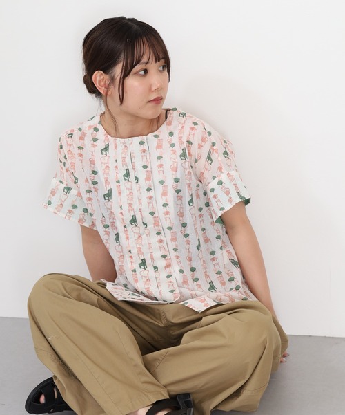 KILKI（キルキー）の「kilki 　袖配色ノーカラー比翼ブラウス　アンティークチェア 半袖（シャツ/ブラウス・レディース・ピンク系その他/ベージュ系その他・FREE）」の4枚目の写真