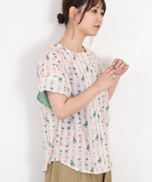 KILKI（キルキー）の「kilki 　袖配色ノーカラー比翼ブラウス　アンティークチェア 半袖（シャツ/ブラウス・レディース・ピンク系その他/ベージュ系その他・FREE）」の5枚目の写真