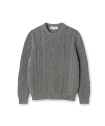 ARAN CREW-NECK SWEATER (GREY)