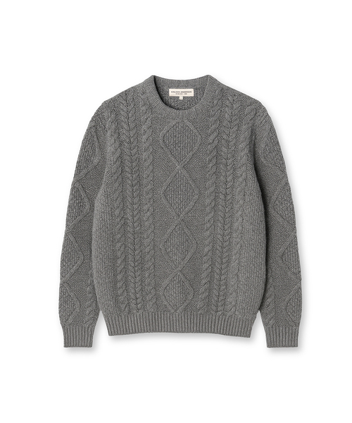 EDINBURGH CLUB(エディンバラクラブ)の「ARAN CREW-NECK SWEATER (GREY)(ニット/セーター・メンズ・グレー・SMALL/LARGE/X-LARGE)」の1枚目の写真