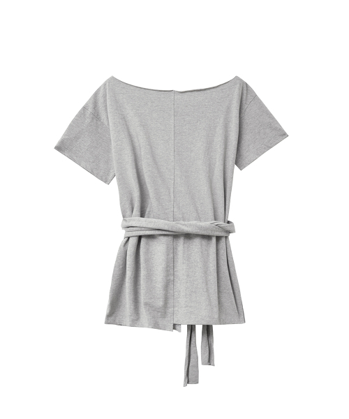 RENSE(レンセ)の「Off-Shoulder Wrap Tie Tee Melange Gray(Tシャツ/カットソー・レディース・その他・OS)」の4枚目の写真