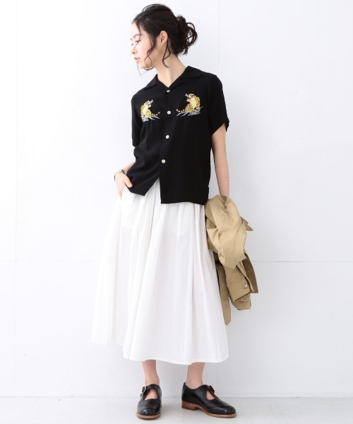 BEAMS BOY（ビームスボーイ）の「TAILOR TOYO×BEAMS BOY / スカ刺繍 レーヨンショートスリーブ☆（シャツ/ブラウス・レディース・ブラック・ONE SIZE）」の12枚目の写真