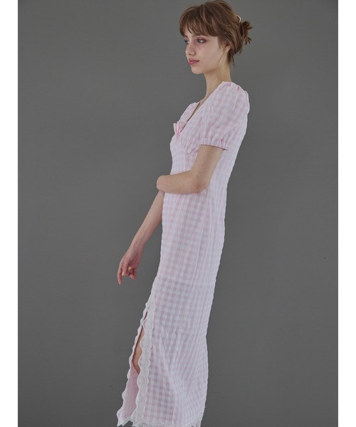 etre loin（エトルワン）の「Rose gingham dress / ローズギンガムワンピース（ワンピース・レディース・ピンク/ブラック/モカ・M）」の21枚目の写真