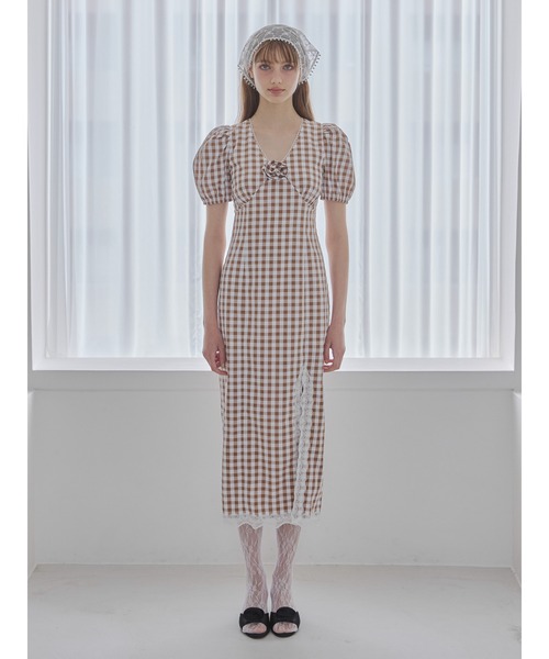 etre loin（エトルワン）の「Rose gingham dress / ローズギンガムワンピース（ワンピース・レディース・ピンク/ブラック/モカ・M）」の10枚目の写真