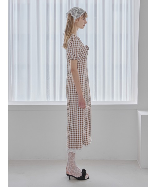 etre loin（エトルワン）の「Rose gingham dress / ローズギンガムワンピース（ワンピース・レディース・ピンク/ブラック/モカ・M）」の14枚目の写真