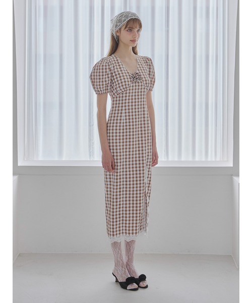 etre loin（エトルワン）の「Rose gingham dress / ローズギンガムワンピース（ワンピース・レディース・ピンク/ブラック/モカ・M）」の15枚目の写真