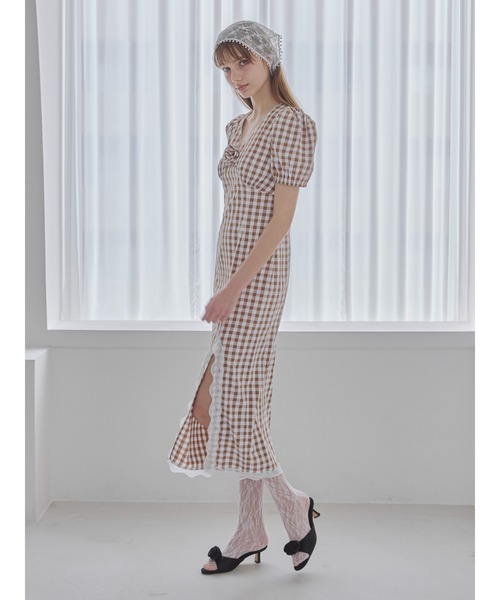 etre loin（エトルワン）の「Rose gingham dress / ローズギンガムワンピース（ワンピース・レディース・ピンク/ブラック/モカ・M）」の7枚目の写真