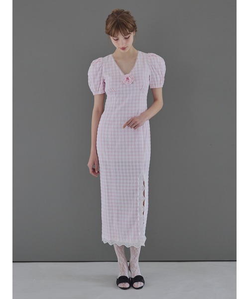 etre loin（エトルワン）の「Rose gingham dress / ローズギンガムワンピース（ワンピース・レディース・ピンク/ブラック/モカ・M）」の20枚目の写真