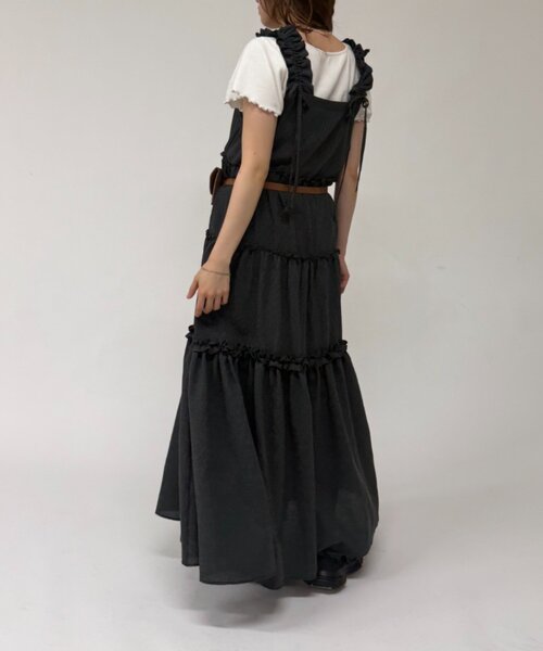 w closet（ダブルクローゼット）の「２WAYフリルドロストティアードワンピース（ワンピース・レディース・オフホワイト/グレー/レッド/ブラック/イエロー・FREE）」の16枚目の写真