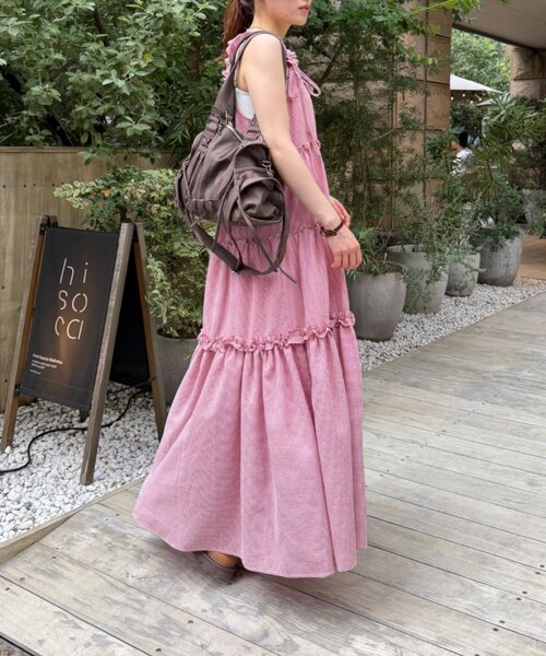 w closet（ダブルクローゼット）の「２WAYフリルドロストティアードワンピース（ワンピース・レディース・オフホワイト/グレー/レッド/ブラック/イエロー・FREE）」の12枚目の写真