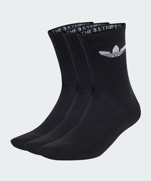 adidas(アディダス)の「トレフォイル クッション クルーソックス 3足組 / アディダスオリジナルス adidas Originals(ソックス/靴下・メンズ・ブラック・SMALL/MEDIUM/LARGE/X-LARGE/kids-XXL)」の1枚目の写真