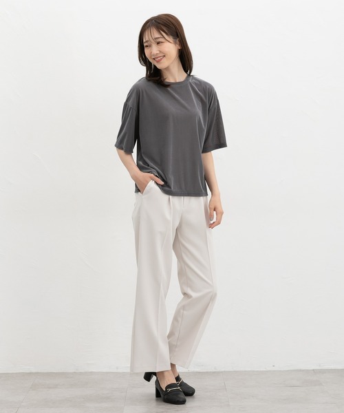 Honeys(ハニーズ)の「ベロアトップス(Tシャツ/カットソー・レディース・グレイッシュブルー/スミクロ/モカ・LL/L/M/S)」の4枚目の写真